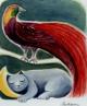 Gatto con uccello del paradiso